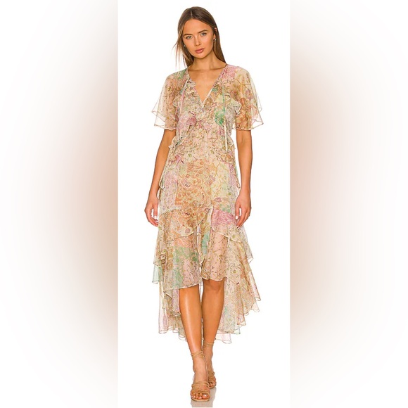 Misa Los Angeles Dresses & Skirts - MISA Alana Dress Floral Patchwork Ruffle Midi Maxi Size Large New